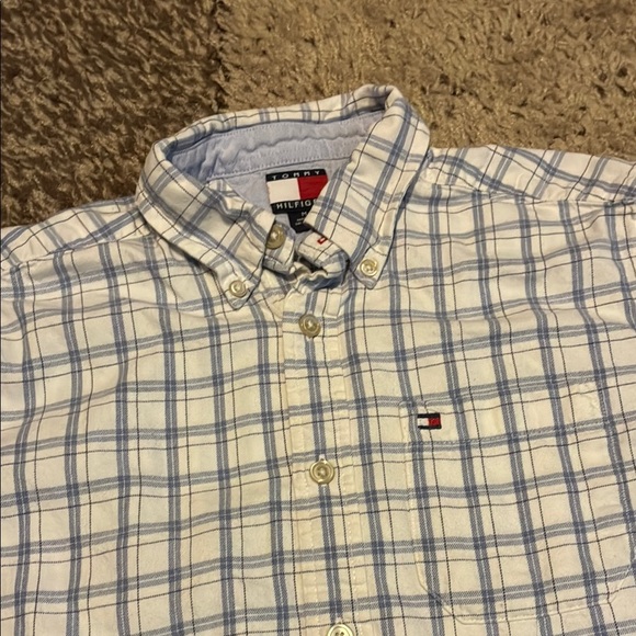 Tommy Hilfiger Blue and White Plaid Button Down Shirt - Picture 4 of 8